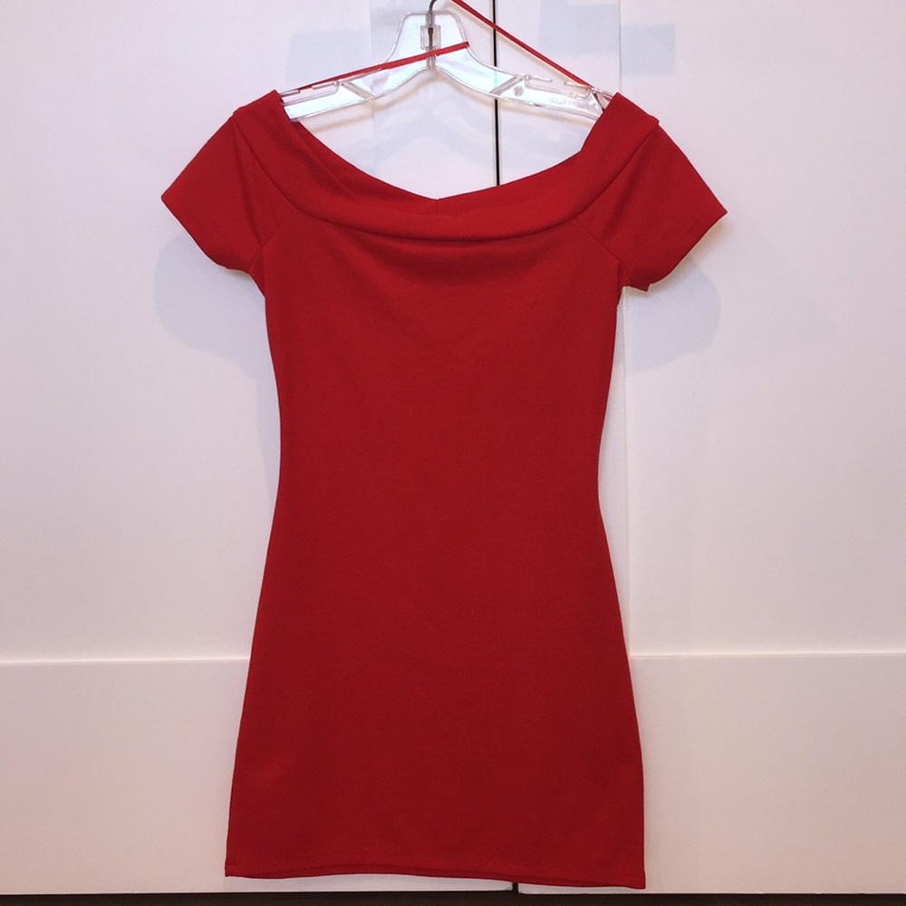 Red Zara Off-The-Shoulder Mini Dress